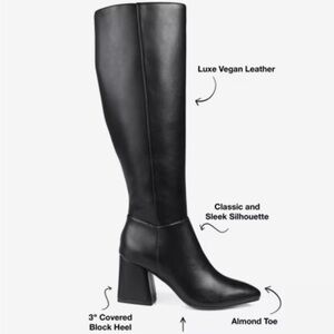 Journee Landree Wide Calf Black Heeled Boots, Size 11